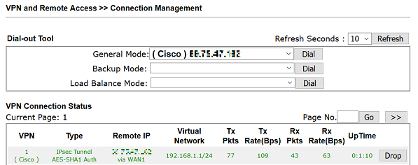 a screenshot of IPsec VPN connected successfully